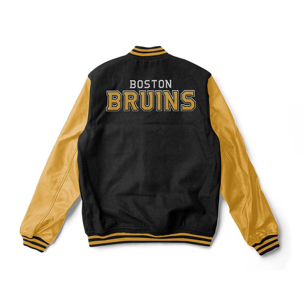 Boston Bruins Black and Cream Varsity Jacket - NHL Varsity Jacket 3XS