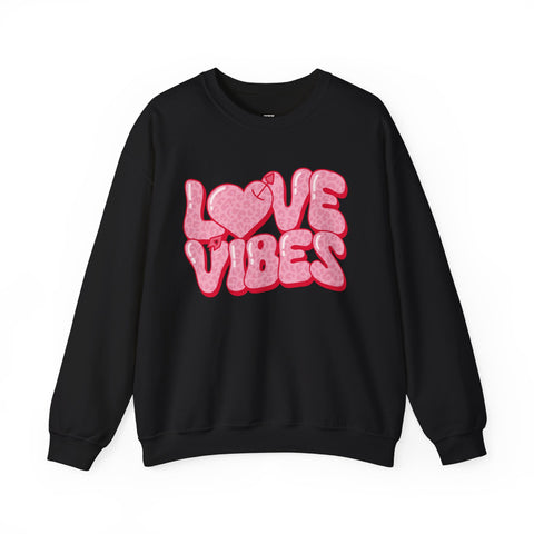 Love Vibes Unisex Heavy Blend™ Valentine Black Crewneck Sweatshirt