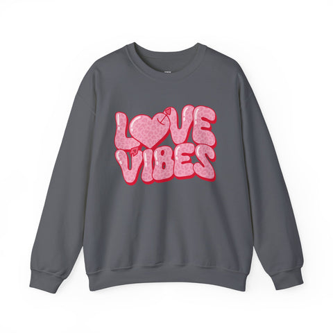 Love Vibes Unisex Heavy Blend™ Valentine Charcoal Crewneck Sweatshirt