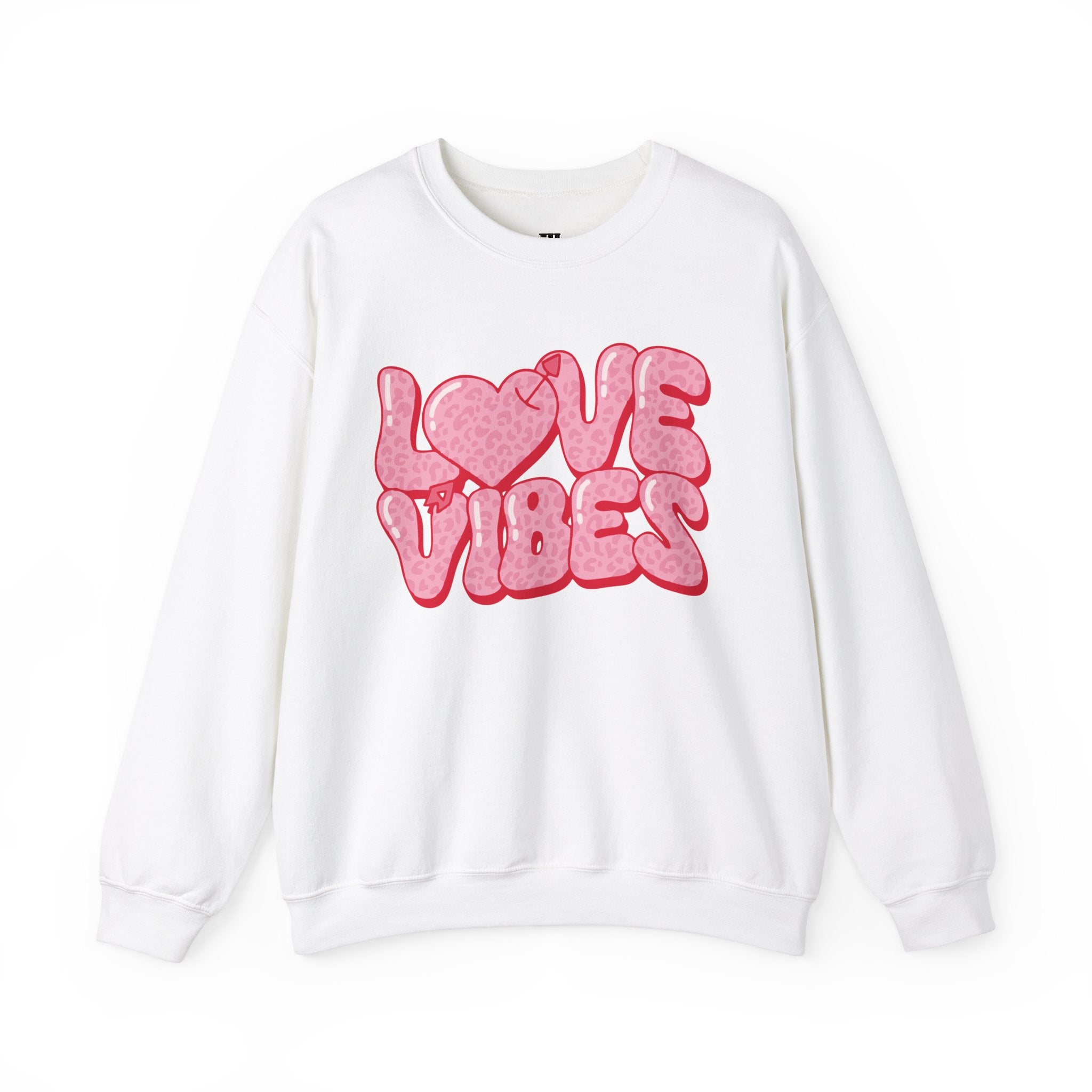 Love Vibes Unisex Heavy Blend™ Valentine White Crewneck Sweatshirt