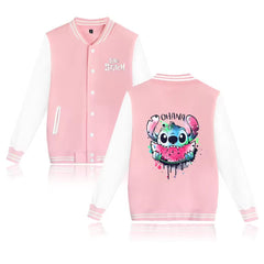 Lilo Stitch Varsity Baseball Bomber Jacket - Jack N Hoods