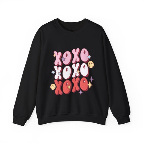 XOXO Unisex Heavy Blend™ Valentine Black Crewneck Sweatshirt