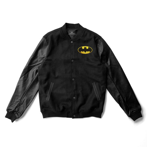 Batman Logo Varsity Jacket Leather Sleeves - Super Heroes Varsity - Jack N Hoods