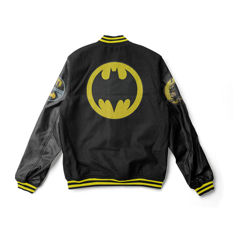 Batman Varsity Jacket Leather Sleeves - Super Heroes Varsity - Jack N Hoods