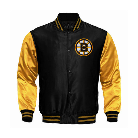 Boston Bruins Satin Varsity Full Snap Jacket