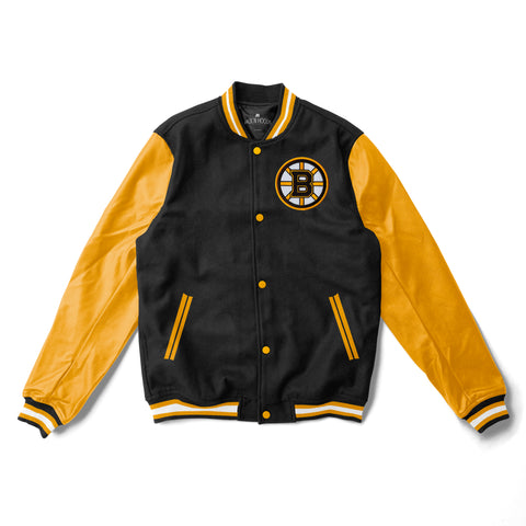 Boston Bruins Black and Gold Varsity Jacket - NHL Varsity Jacket - Jack N Hoods