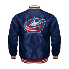 Columbus Blue Jackets Satin Varsity Full Snap Jacket - Jack N Hoods