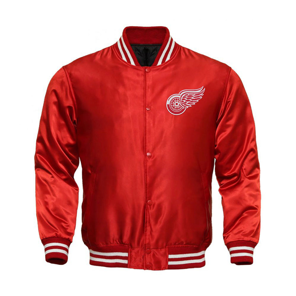 Detroit Red Wings Satin Varsity Full Snap Jacket