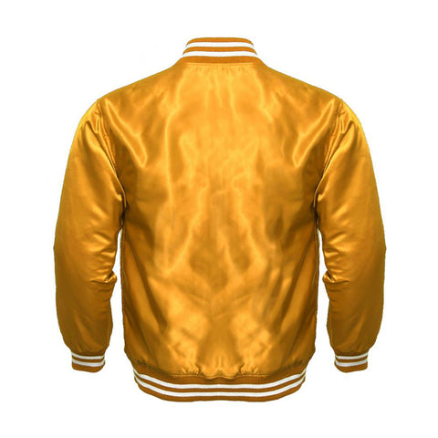 Gold Satin Full-Snap Varsity Jacket - Jack N Hoods