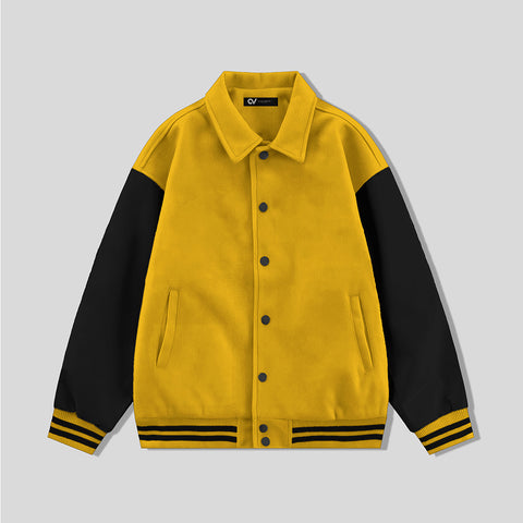 Gold Byron Collar Varsity Jacket with Black Sleeves - Jack N Hoods