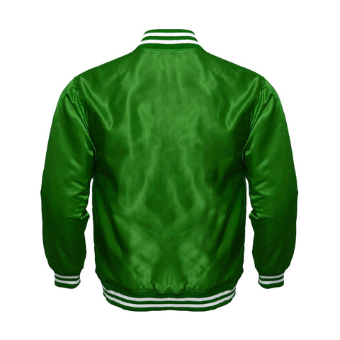 Green Satin Full-Snap Varsity Jacket - Jack N Hoods