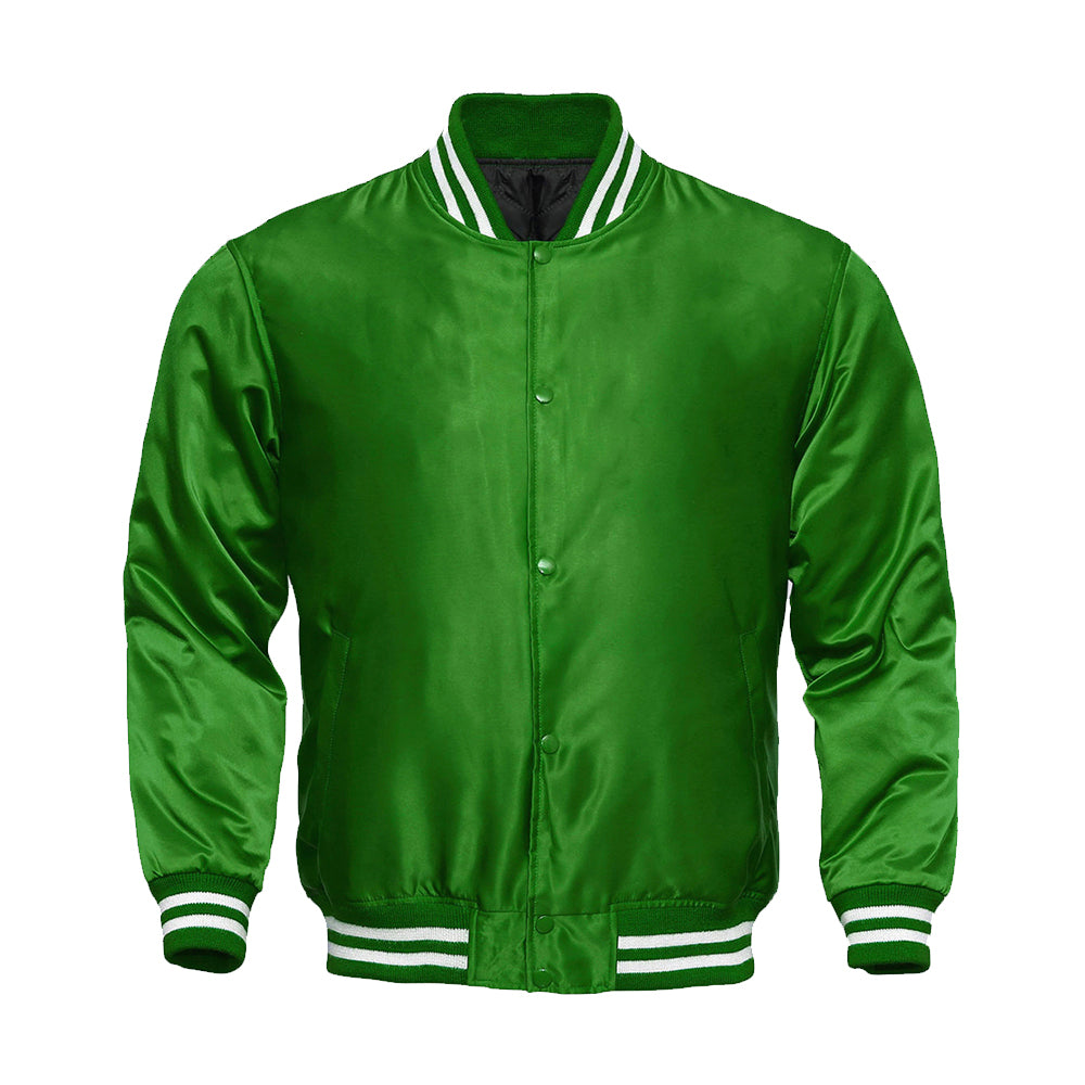 Green Satin Full-Snap Varsity Jacket - Jack N Hoods