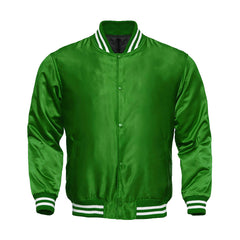 Green Satin Full-Snap Varsity Jacket - Jack N Hoods