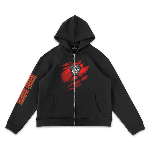 Iron Man Full-Zip Black Hoodie - Marvel Hoodie