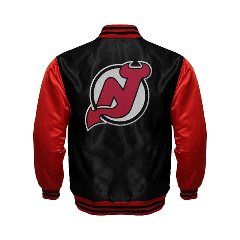 New Jersey Devils Satin Varsity Full Snap Jacket