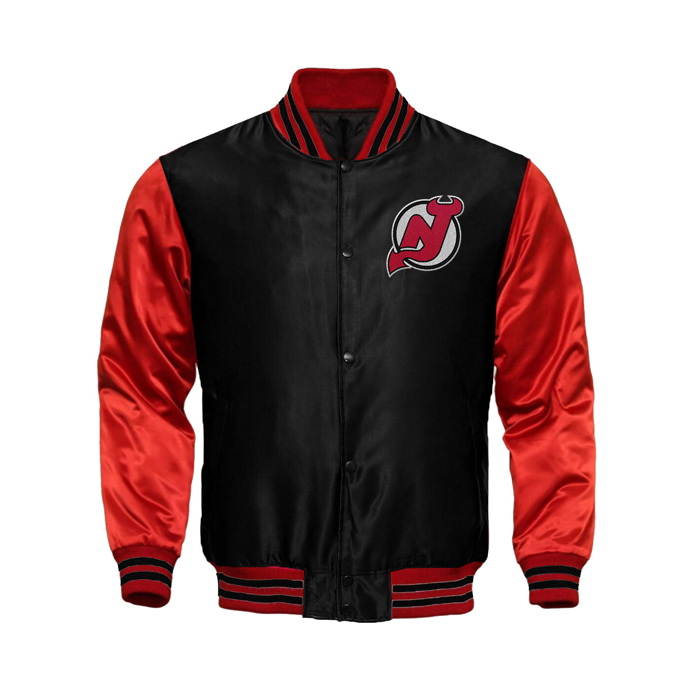 New Jersey Devils Satin Varsity Full Snap Jacket