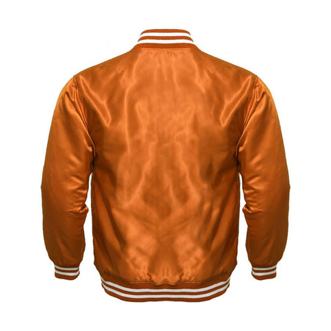 Orange Satin Full-Snap Varsity Jacket - Jack N Hoods