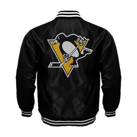 Pittsburgh Penguins Satin Varsity Full Snap Jacket - Jack N Hoods