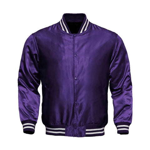 Purple Satin Full-Snap Varsity Jacket - Jack N Hoods