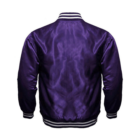 Purple Satin Full-Snap Varsity Jacket - Jack N Hoods