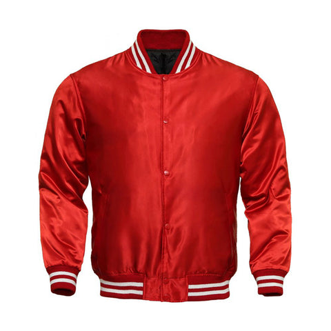 Red Satin Full-Snap Varsity Jacket - Jack N Hoods