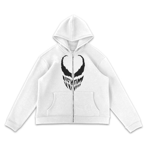 Venom Full-Zip White Hoodie - Jack N Hoods