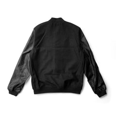 Black Varsity Jacket Black Leather Sleeves - Jack N Hoods