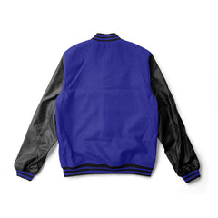 Blue Varsity Jacket Black Leather Sleeves - Jack N Hoods