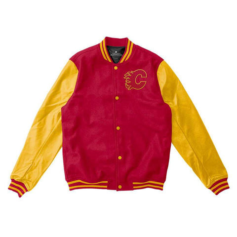 Calgary Flames Red and Gold Varsity Jacket - NHL Varsity Jacket - Jack N Hoods