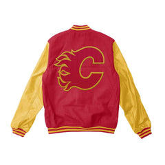 Calgary Flames Red and Gold Varsity Jacket - NHL Varsity Jacket - Jack N Hoods