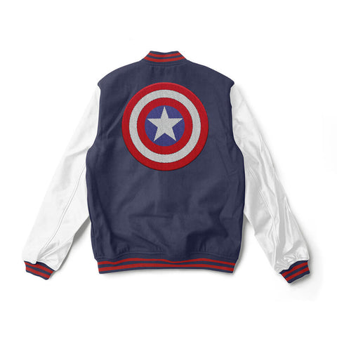 Captain America Varsity Jacket Wool & Leather Sleeves - Super Heroes Varsity - Jack N Hoods