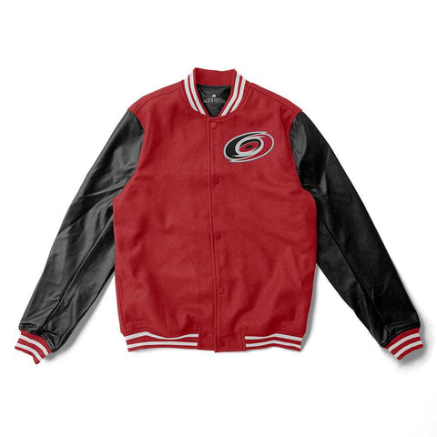 Carolina Hurricanes Black and Red Varsity Jacket - NHL Varsity Jacket - Jack N Hoods