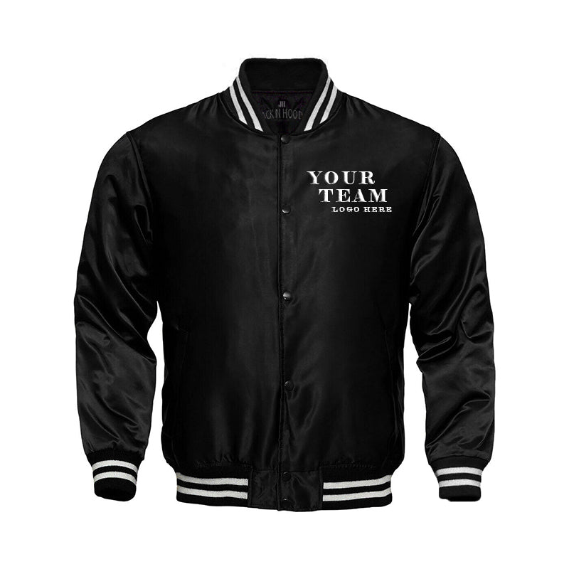 Custom Starter Locker Room Satin Varsity Full-Snap Jacket – Black ...