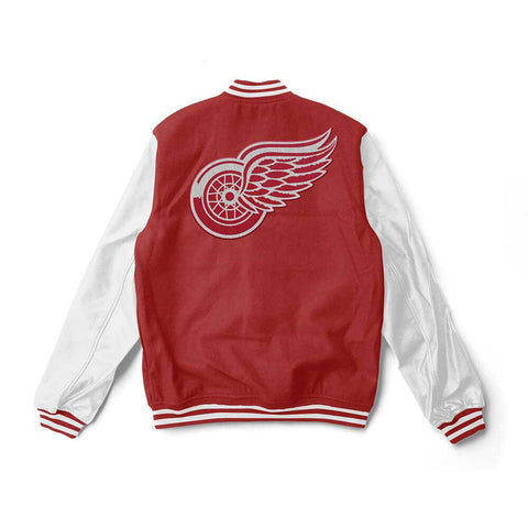 Detroit Red Wings Red and White Varsity Jacket - NHL Varsity Jacket - Jack N Hoods