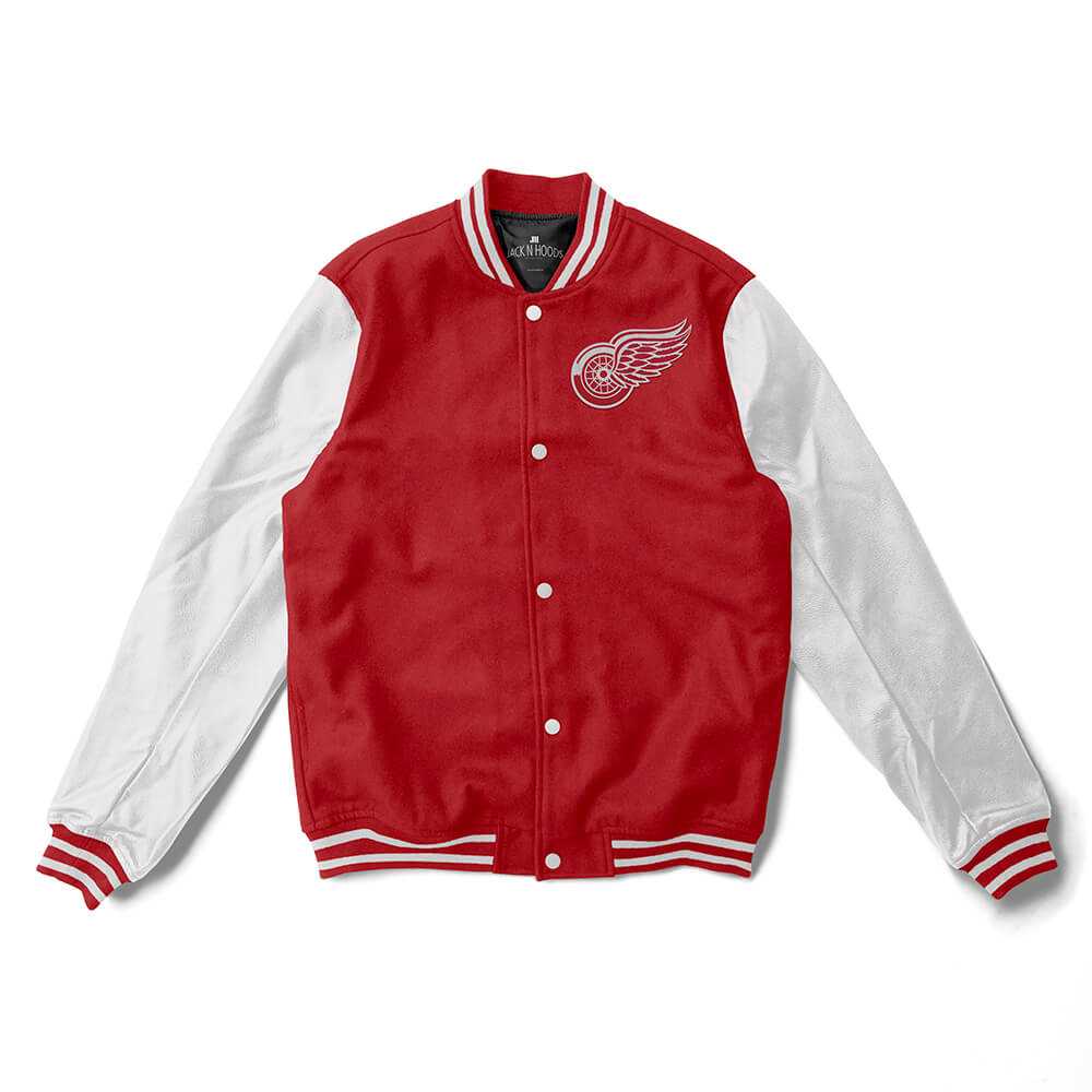 Detroit Red Wings Red and White Varsity Jacket - NHL Varsity Jacket - Jack N Hoods