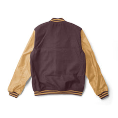 Maroon Varsity Jacket with Gold Leather Sleeves  - Jack N Hoods