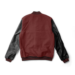 Maroon Varsity Jacket Black Leather Sleeves - Jack N Hoods