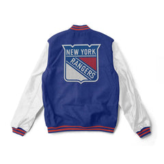 New York Rangers Blue and White Varsity Jacket - NHL Varsity Jacket - Jack N Hoods