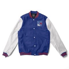 New York Rangers Blue and White Varsity Jacket - NHL Varsity Jacket - Jack N Hoods