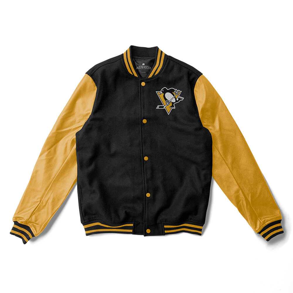 Pittsburgh Penguins Black and Gold Varsity Jacket - NHL Varsity Jacket - Jack N Hoods