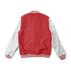 Red Varsity Jacket with White Leather Sleeves  - Jack N hoods