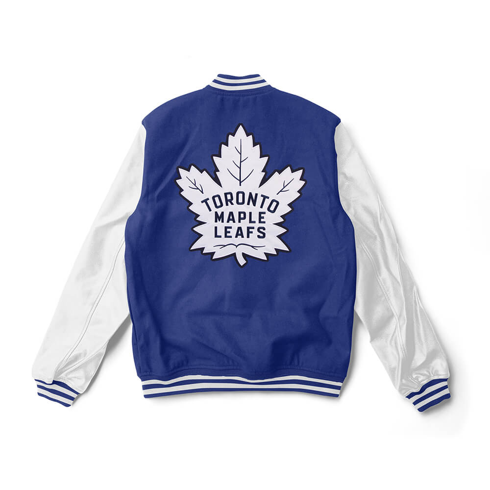 Toronto Maple Leafs Blue and White Varsity Jacket - NHL Varsity Jacket - Jack N Hoods
