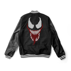 Venom Varsity Jacket Leather Sleeves - Super Heroes Varsity - Jack N Hoods