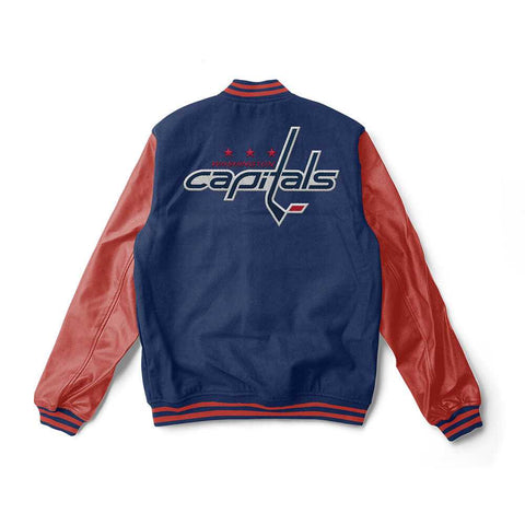 Washington Capitals Royal Blue and Red Varsity Jacket - NHL Varsity Jacket - Jack N Hoods